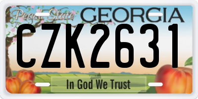 GA license plate CZK2631