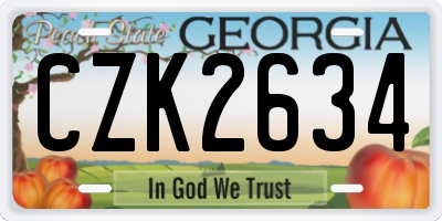 GA license plate CZK2634