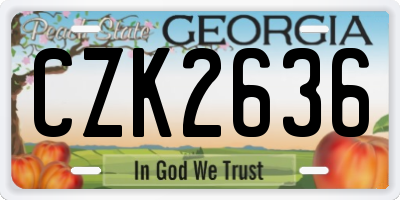 GA license plate CZK2636