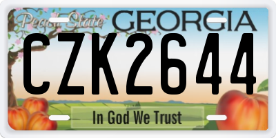 GA license plate CZK2644