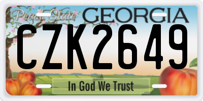 GA license plate CZK2649