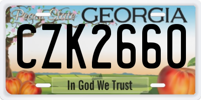 GA license plate CZK2660