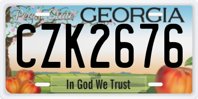 GA license plate CZK2676