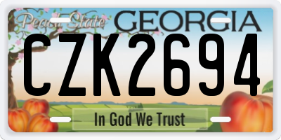 GA license plate CZK2694