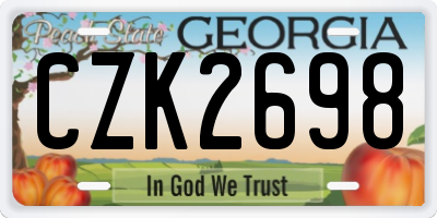 GA license plate CZK2698