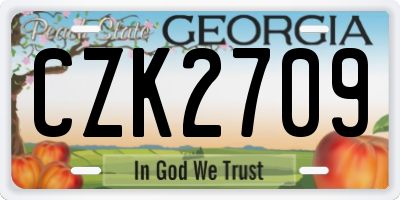 GA license plate CZK2709