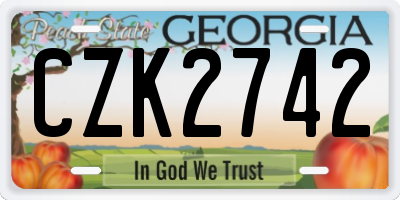GA license plate CZK2742