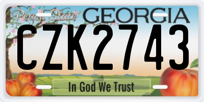 GA license plate CZK2743