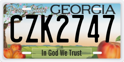 GA license plate CZK2747