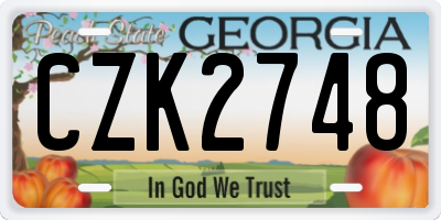 GA license plate CZK2748