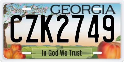 GA license plate CZK2749