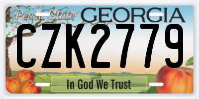 GA license plate CZK2779