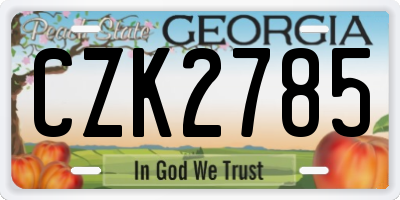 GA license plate CZK2785