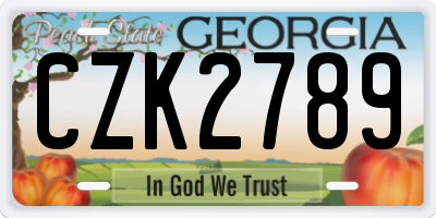 GA license plate CZK2789
