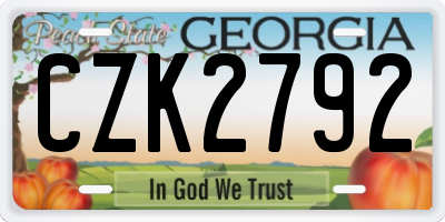 GA license plate CZK2792