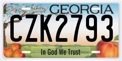 GA license plate CZK2793