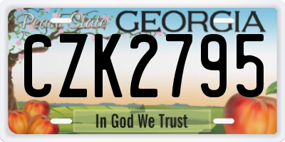 GA license plate CZK2795