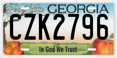 GA license plate CZK2796
