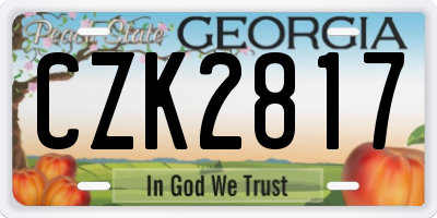 GA license plate CZK2817