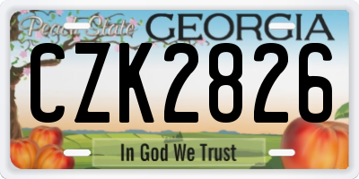 GA license plate CZK2826