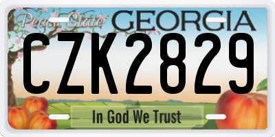 GA license plate CZK2829
