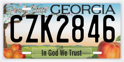 GA license plate CZK2846
