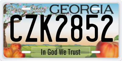 GA license plate CZK2852
