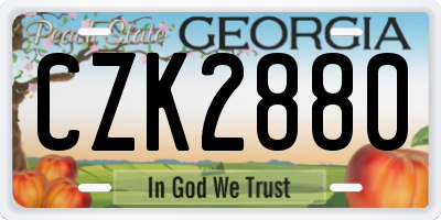 GA license plate CZK2880