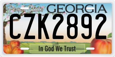 GA license plate CZK2892