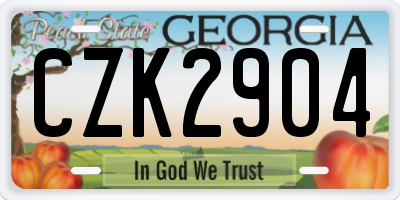 GA license plate CZK2904
