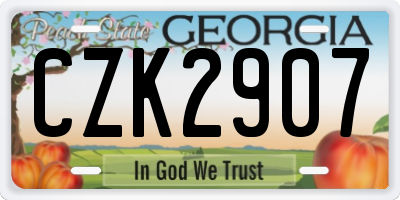 GA license plate CZK2907