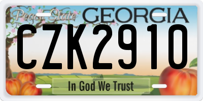 GA license plate CZK2910