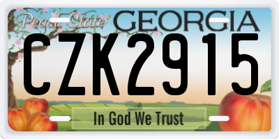 GA license plate CZK2915