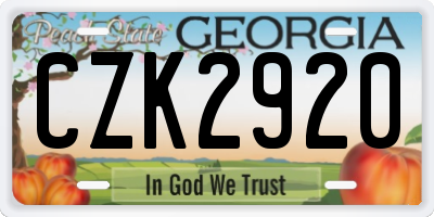 GA license plate CZK2920