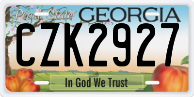 GA license plate CZK2927