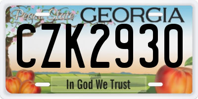 GA license plate CZK2930