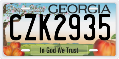 GA license plate CZK2935