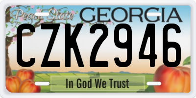 GA license plate CZK2946