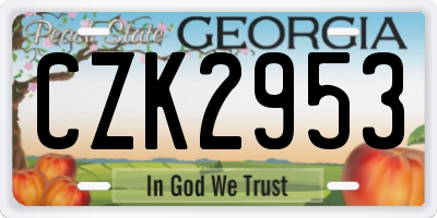GA license plate CZK2953