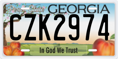 GA license plate CZK2974