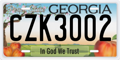 GA license plate CZK3002