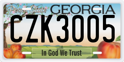 GA license plate CZK3005