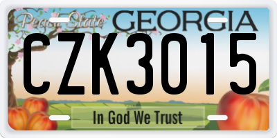 GA license plate CZK3015