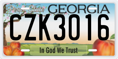 GA license plate CZK3016