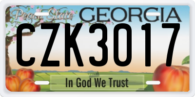 GA license plate CZK3017