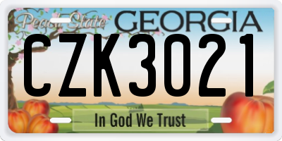 GA license plate CZK3021
