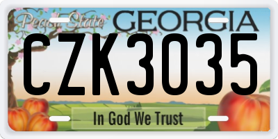 GA license plate CZK3035