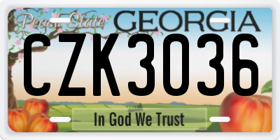 GA license plate CZK3036