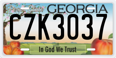 GA license plate CZK3037