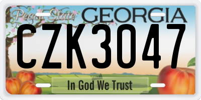 GA license plate CZK3047